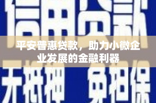 平潭平安普惠贷款，助力小微企业发展的金融利器