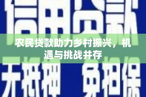 平潭农民贷款助力乡村振兴，机遇与挑战并存