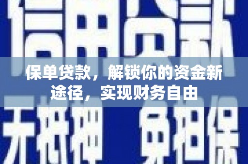 平潭保单贷款，解锁你的资金新途径，实现财务自由
